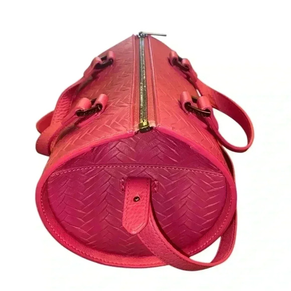 MELI MELO Vera Woven Leather Duffel Satchel In Magenta - Picture 4 of 12